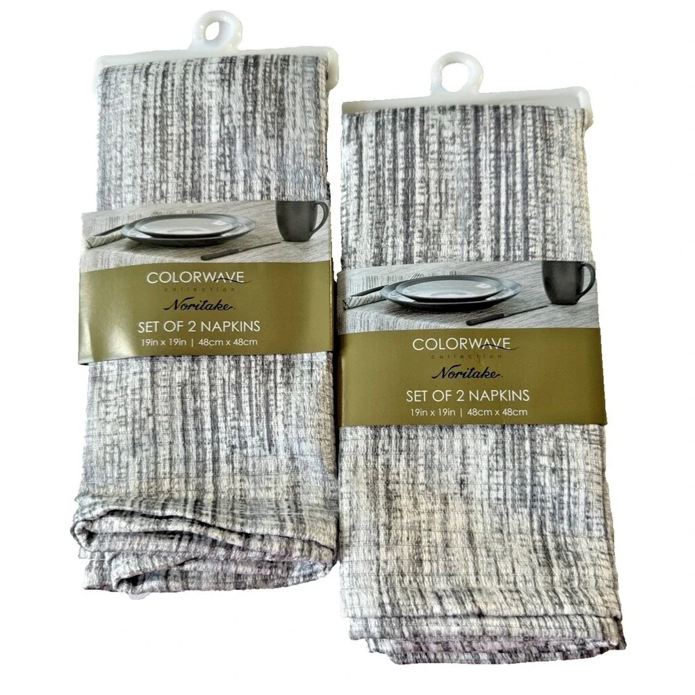 Noritake Colorwave Fabric Napkins Weave Grey 19x19 Inch Set of 4 Machine Wash